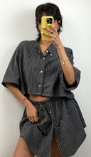 Completo gonna + camicia Marlboro grigio a righe (26v31) - TG U