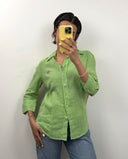 Camicia Fred Perry verde in lino donna manica 3/4 (26ca161) - M